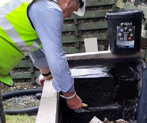 Concrete planter being treated with Easyflex RLE